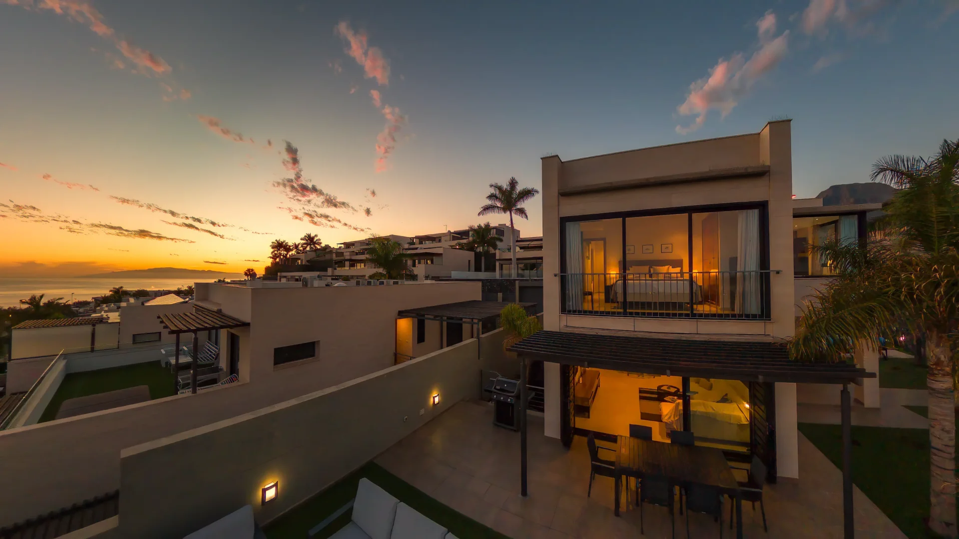 Breathtaking sunset from Villa Julia in the south of Tenerife