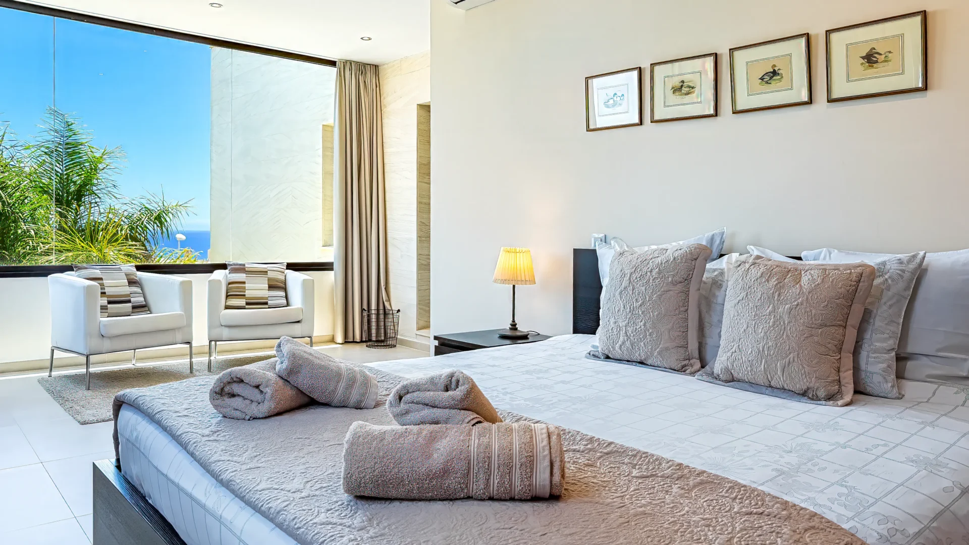 Large master bedroom with ocean view at Villa Julia in Costa Adeje