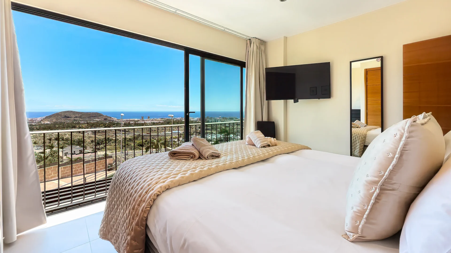 Stunning views from the double bedroom at Villa Julia in Costa Adeje, Tenerife